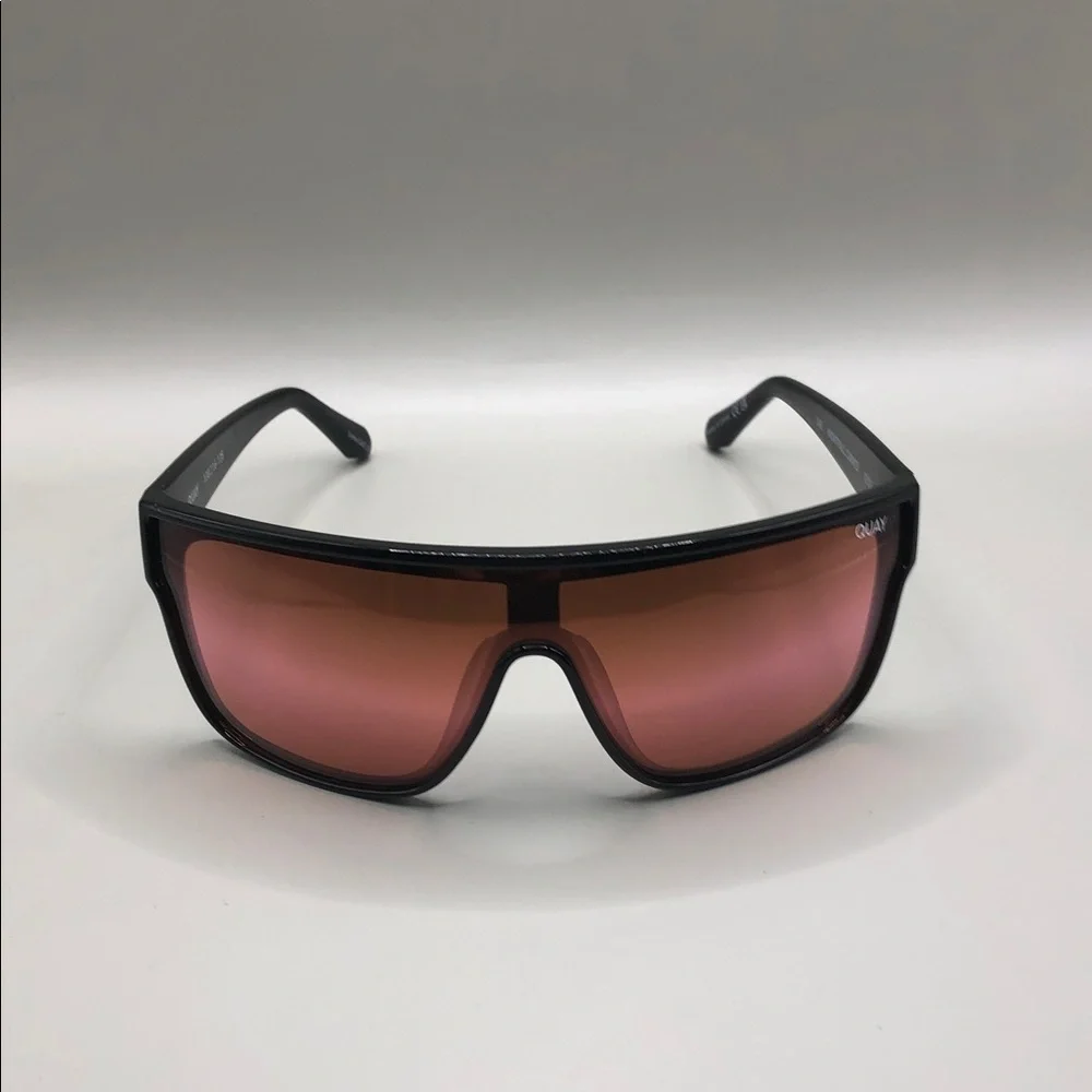 Quay Australia Nightfall Curve Shield Sunglasses Black Brown Unisex
